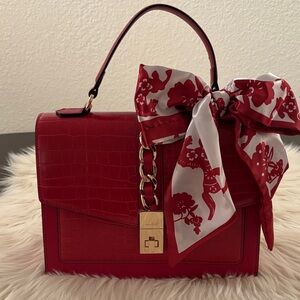 Aldo Red Handbag/Crossbody with Scarf